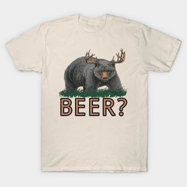 Bear Deer Beer T-Shirt by darklordpug